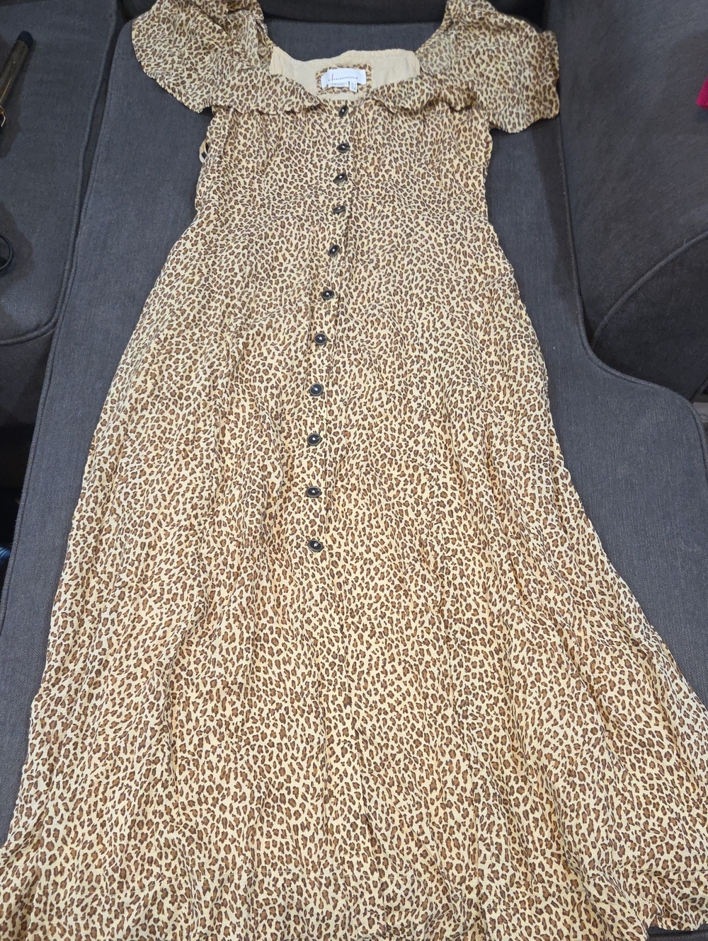 Anthropologie Leopard Print Maxi Dress - Tan/Brown